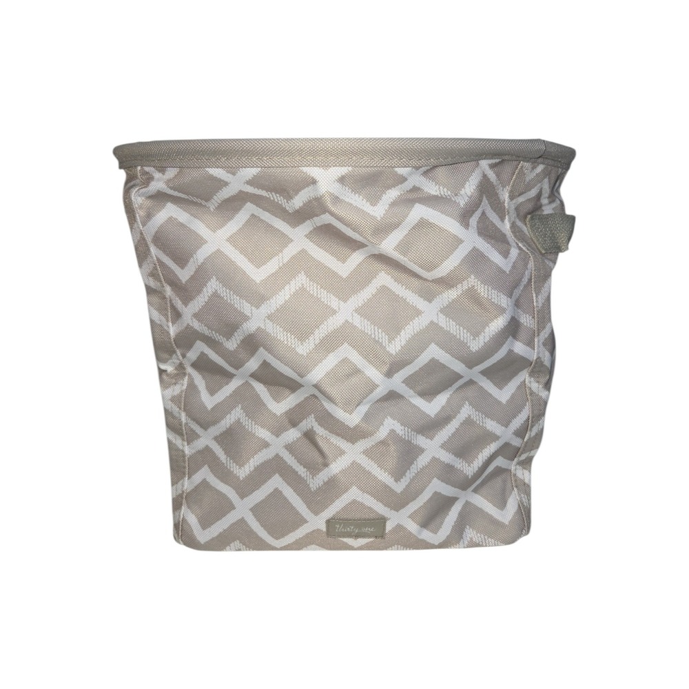 Thirty-One Tan/White Chevron Diamond Mini Storage Bin Organzier